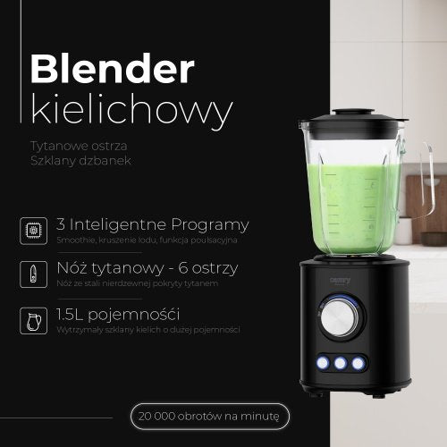 Blenderis - titāna asmeņi - 1.5L stikla krūze