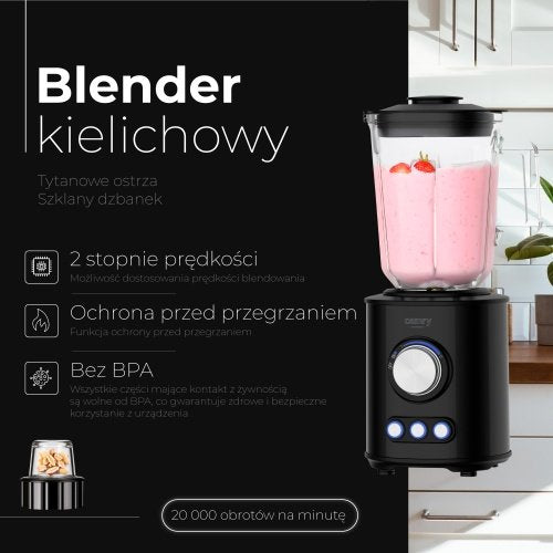 Blenderis - titāna asmeņi - 1.5L stikla krūze
