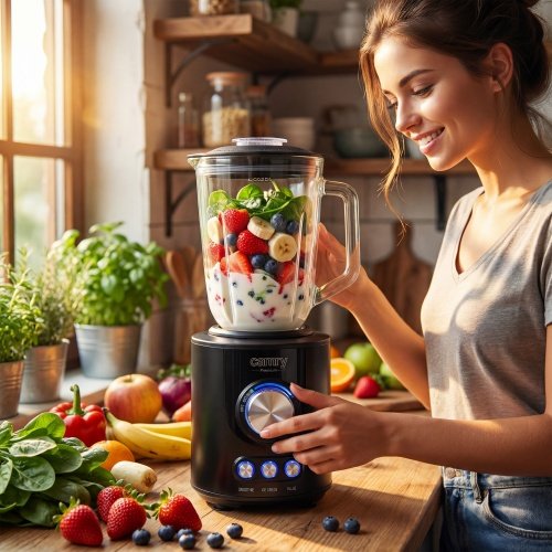 Blenderis - titāna asmeņi - 1.5L stikla krūze