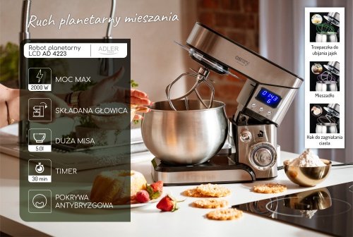 LCD planetārais virtuves kombains 2000W 5L