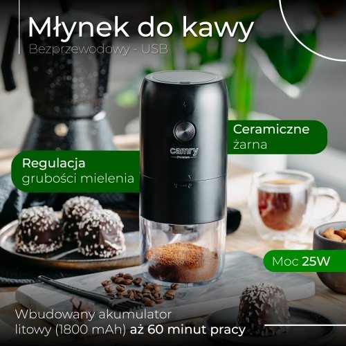 Bezvadu USB elektriskais kafijas dzirnaviņas