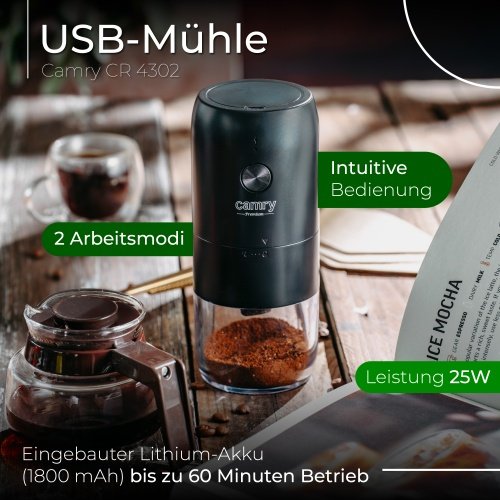 Bezvadu USB elektriskais kafijas dzirnaviņas