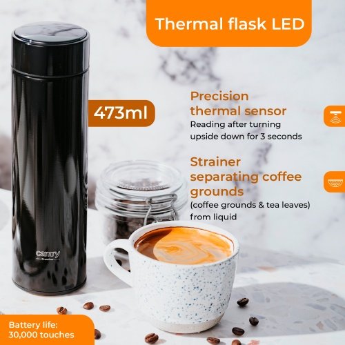 Termoskanna ar LED apgaismojumu, 473 ml, melna