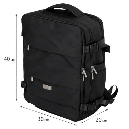 Rokas bagāžas mugursoma 40x20x30 cm, 24 l mugursoma darījumiem un ceļojumiem, 3 nodalījumi, 11 kabatas, piemērota 17 collu klēpjdatoram
