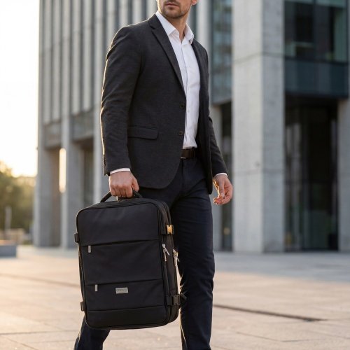 Rokas bagāžas mugursoma 40x20x30 cm, 24 l mugursoma darījumiem un ceļojumiem, 3 nodalījumi, 11 kabatas, piemērota 17 collu klēpjdatoram