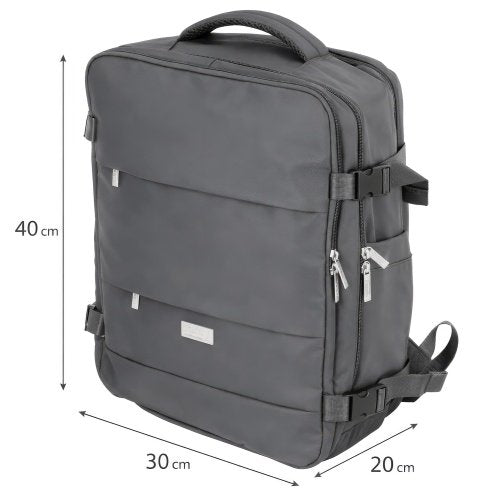 Rokas bagāžas mugursoma 40x20x30 cm, 24 l mugursoma darījumiem un ceļojumiem, 3 nodalījumi, 11 kabatas, piemērota 17 collu klēpjdatoram