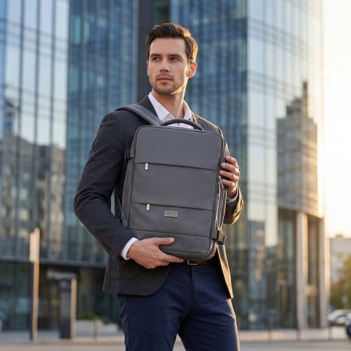 Rokas bagāžas mugursoma 40x20x30 cm, 24 l mugursoma darījumiem un ceļojumiem, 3 nodalījumi, 11 kabatas, piemērota 17 collu klēpjdatoram