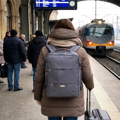 Rokas bagāžas mugursoma 40x20x30 cm, 24 l mugursoma darījumiem un ceļojumiem, 3 nodalījumi, 11 kabatas, piemērota 17 collu klēpjdatoram