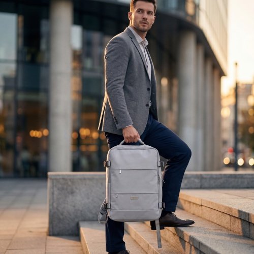 Rokas bagāžas mugursoma 40x20x30 cm, 24 l mugursoma darījumiem un ceļojumiem, 3 nodalījumi, 11 kabatas, piemērota 17 collu klēpjdatoram