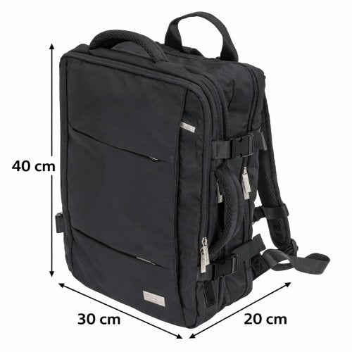 Rokas bagāžas mugursoma 40x20x30 cm, 24 l mugursoma darījumiem un ceļojumiem, 3 nodalījumi, 13 kabatas, piemērota 15,6 collu klēpjdatoram