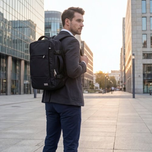 Rokas bagāžas mugursoma 40x20x30 cm, 24 l mugursoma darījumiem un ceļojumiem, 3 nodalījumi, 13 kabatas, piemērota 15,6 collu klēpjdatoram