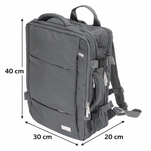 Rokas bagāžas mugursoma 40x20x30 cm, 24 l mugursoma darījumiem un ceļojumiem, 3 nodalījumi, 13 kabatas, piemērota 15,6 collu klēpjdatoram