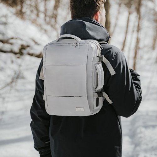 Rokas bagāžas mugursoma 40x20x30 cm, 24 l mugursoma darījumiem un ceļojumiem, 3 nodalījumi, 13 kabatas, piemērota 15,6 collu klēpjdatoram