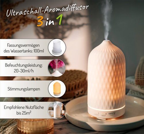Ultraskaņas aromāta difuzors 3-in-1