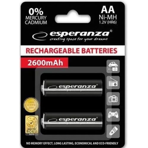 Esperanza EZA105 precharged HR6 2600 mAh Always Ready blistera iepakojumā 2 gab.
