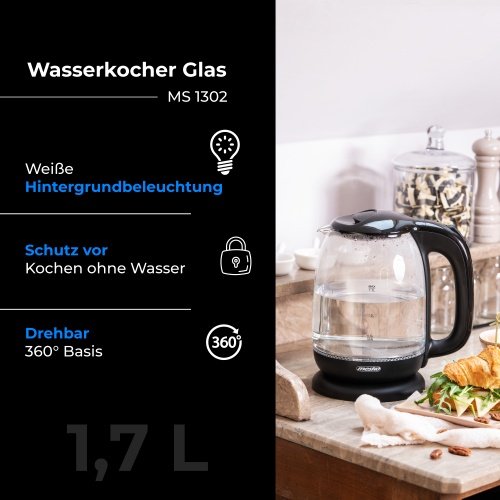 Tējkanna stikla 1,7 L