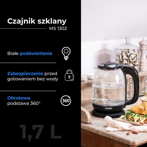 Tējkanna stikla 1,7 L
